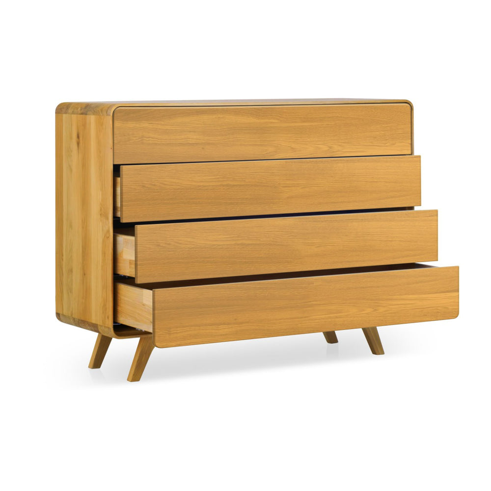 NordicStory Geneva 3 solid oak chest of drawers, 120 x 42 x 90 cm.