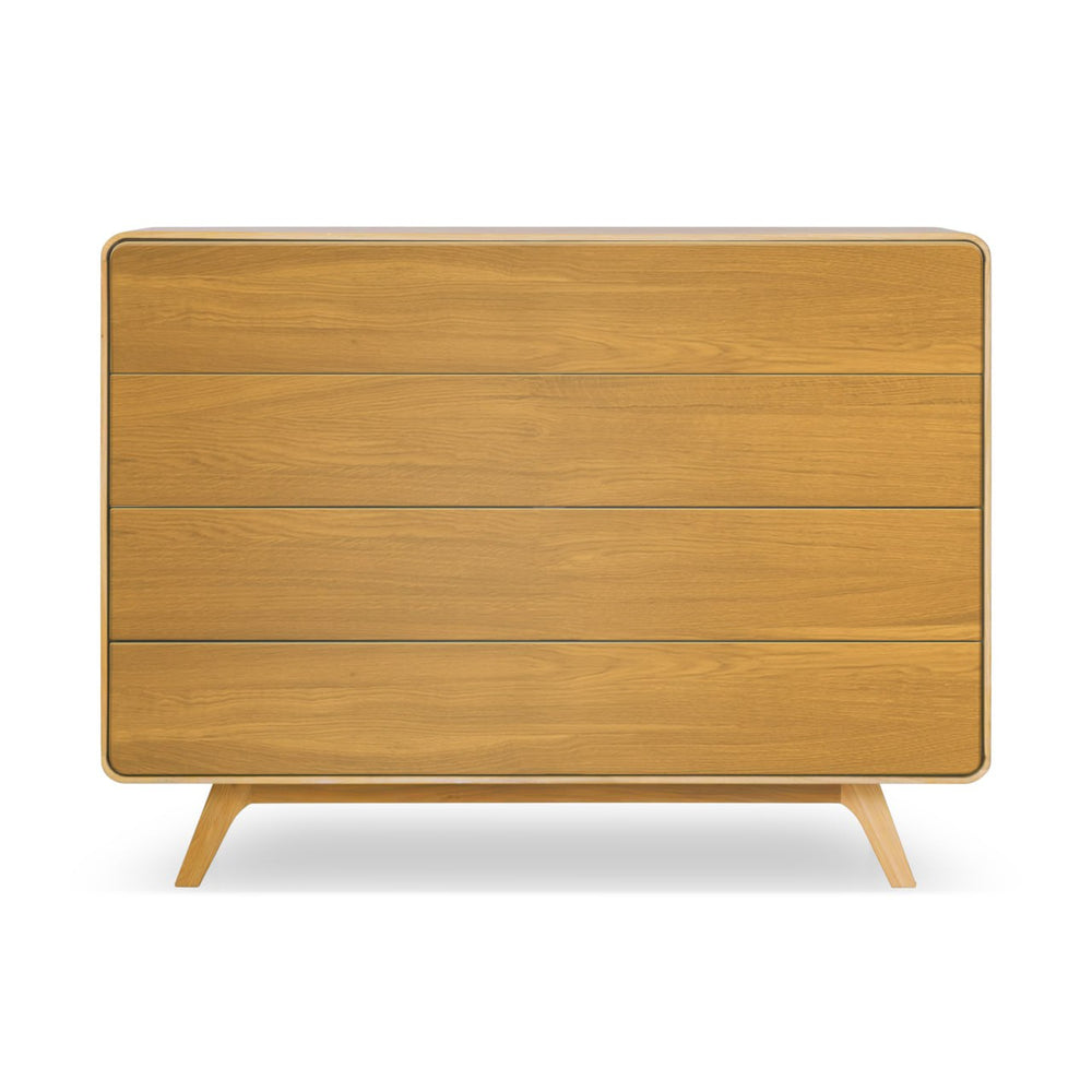 NordicStory Geneva 3 solid oak chest of drawers, 120 x 42 x 90 cm.