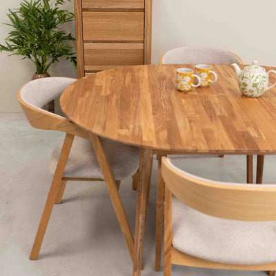 Roble.Store Round extending dining table in solid oak wood 