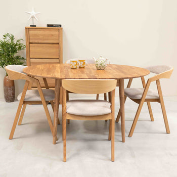 Roble.Store Round extending dining table in solid oak wood 