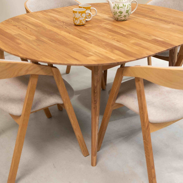 Roble.Store Round extending dining table in solid oak wood 