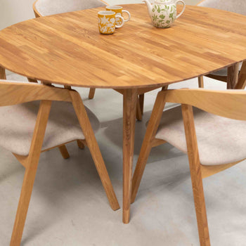 Roble.Store Round extending dining table in solid oak wood 