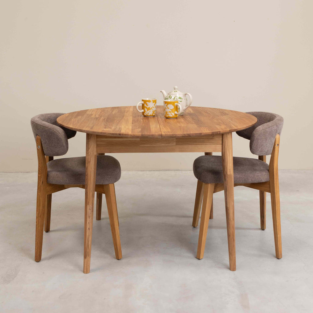 Roble.Store Round extending dining table in solid oak wood 