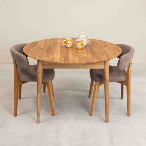 Roble.Store Round extending dining table in solid oak wood 