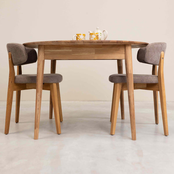 Roble.Store Round extending dining table in solid oak wood 