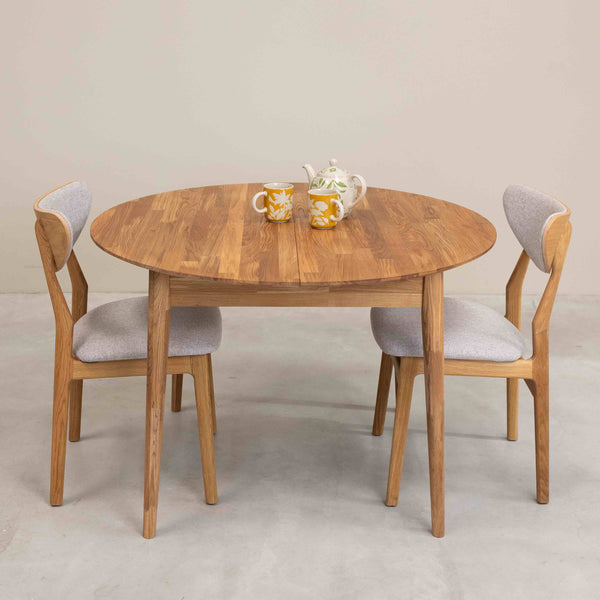 Roble.Store Round extending dining table in solid oak wood 