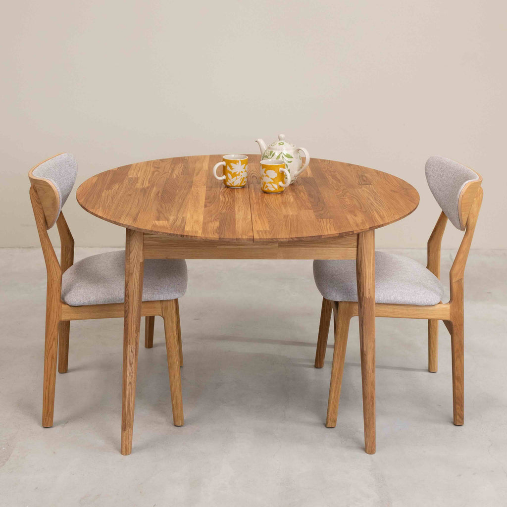 Roble.Store Round extending dining table in solid oak wood 