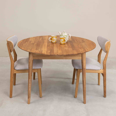 Roble.Store Round extending dining table in solid oak wood 