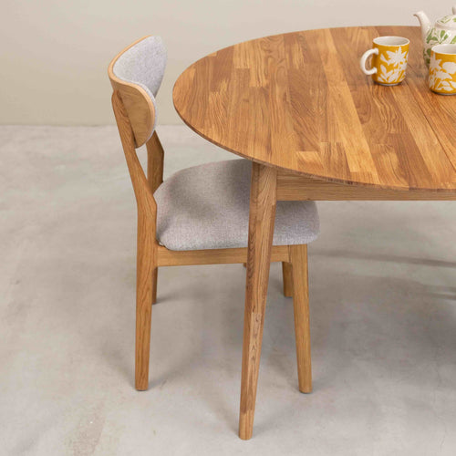 Roble.Store Round extending dining table in solid oak wood 