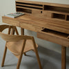 NordicStory "Einstein 2" solid oak writing table with floating shelf 140 x 55 x 106 cm.