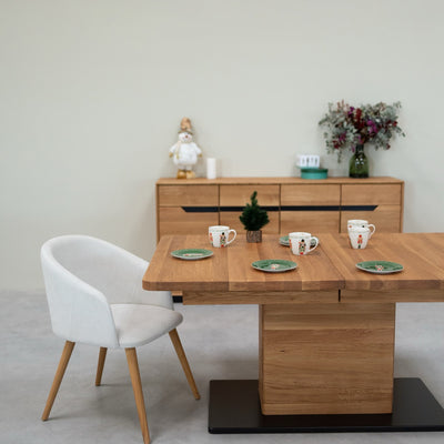 NordicStory Extending dining table in solid oak Bremen, 160-250 x 90 x 75 cm.
