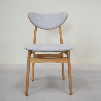 VESKOR Pack of 2 or 4 Maxwell Solid Oak Dining Chairs, Gray Upholstery