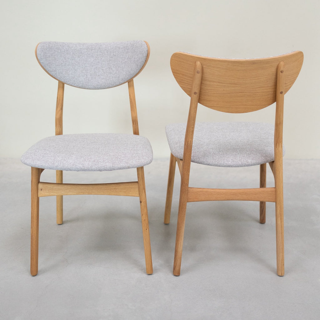 VESKOR Pack of 2 or 4 Maxwell Solid Oak Dining Chairs, Gray Upholstery