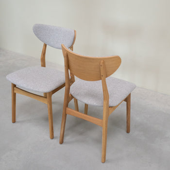 VESKOR Pack of 2 or 4 Maxwell Solid Oak Dining Chairs, Gray Upholstery