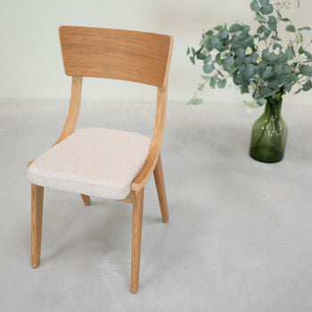 VESKOR Pack of 2 or 4 Dining Chairs in Solid Oak Lucas, Gray or Beige Upholstery