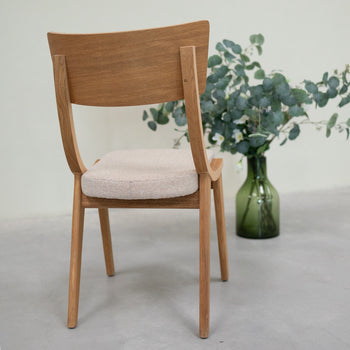 VESKOR Pack of 2 or 4 Dining Chairs in Solid Oak Lucas, Gray or Beige Upholstery