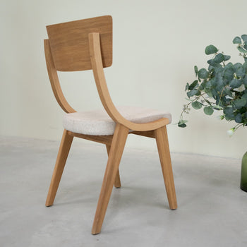 VESKOR Pack of 2 or 4 Dining Chairs in Solid Oak Lucas, Gray or Beige Upholstery
