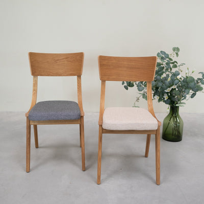 VESKOR Pack of 2 or 4 Dining Chairs in Solid Oak Lucas, Gray or Beige Upholstery