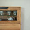 NordicStory Bremen 3 oak solid wood display cabinet, 124 x 38 x 134 cm.