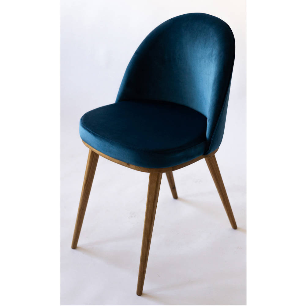 NordicStory Pack of 2 or 4 Clear Dining Chairs, Solid Oak Wood Frame, Upholstered in Monako Blue