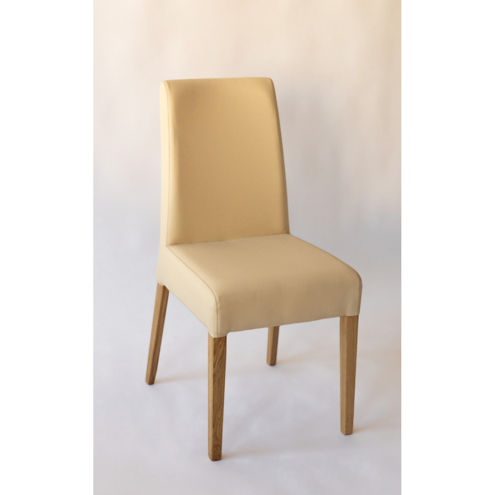 NordicStory Pack of 2 or 4 Malaga Dining Chairs, Solid Oak Wood Frame, Beige Upholstery