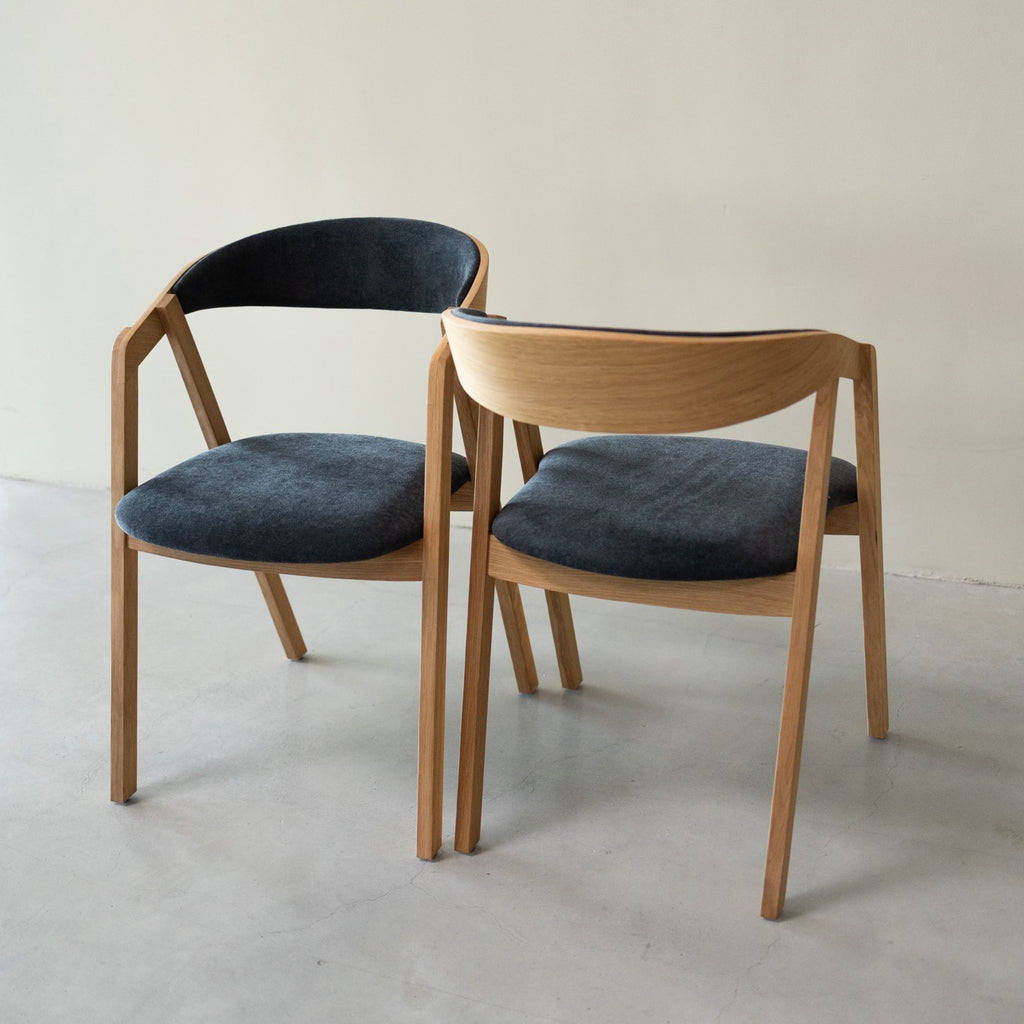 VESKOR Pack of 2 or 4 Knut Solid Oak Dining Chairs, upholstery Beige/Anthracite Grey