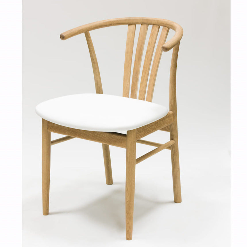 Veskor Pack of 2 or 4 Dagmar Solid Oak Dining Chairs, upholstered in White Oak.Store
