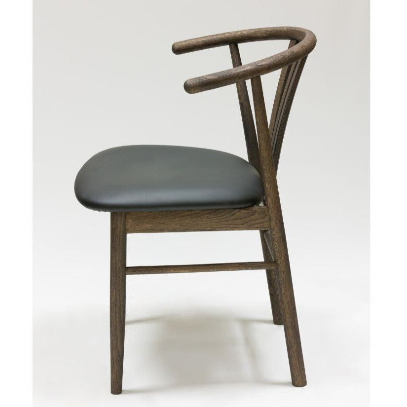 Veskor Pack of 2 or 4 Dagmar Solid Oak Dining Chairs, upholstered in Black Oak.Store