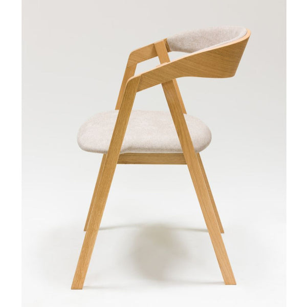 VESKOR Pack of 2 or 4 Dining Chairs in solid oak Knut, upholstered in Beige/Anthracite Grey Oak.