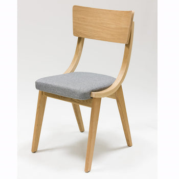 Veskor Pack of 2 or 4 Solid Oak Dining Chairs Lucas, upholstered in Grey or Beige Oak.Store