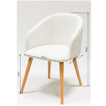 Veskor Solid oak armchair Ana, upholstered in white Roble.Store