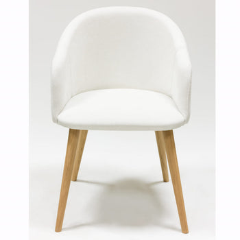 Veskor Solid oak armchair Ana, upholstered in white Roble.Store