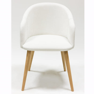 Veskor Solid oak armchair Ana, upholstered in white Roble.Store