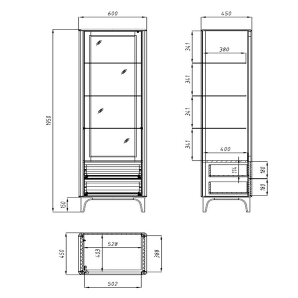 Oxford 1 solid oak wood display cabinet NordicStory