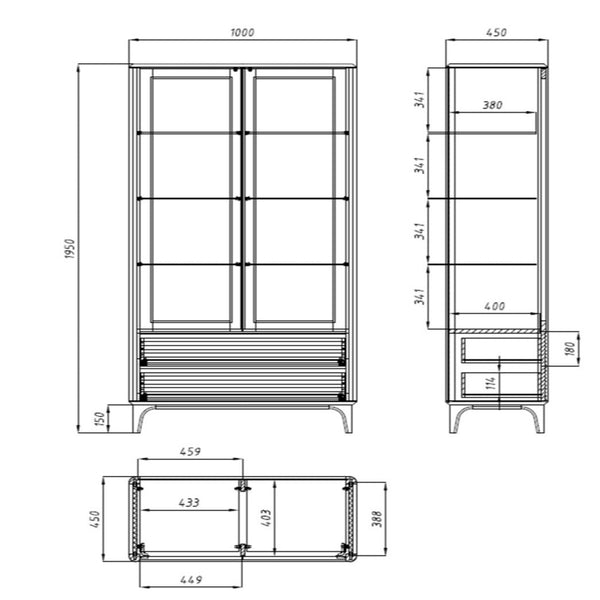 Sustainable oak solid wood display case Oxford 2 