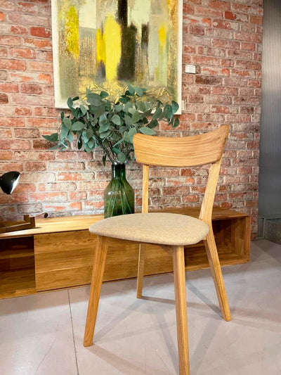 Pack of 2 or 4 Solid Oak Dining Chairs Diana Beige | NordicStory