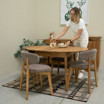 Pack of 2 or 4 Claus Solid Oak Dining Chairs, Gray or Brown upholstery | VESKOR