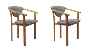 Pack of 2 or 4 Alexis Dining Chairs, Solid Oak Wood Frame, Nordic Gray Upholstery | NordicStory