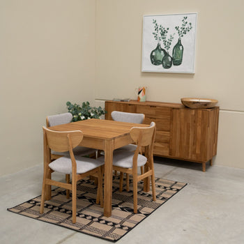 Pack of 2 or 4 Maxwell Solid Oak Dining Chairs, upholstered in Grey | VESKOR
