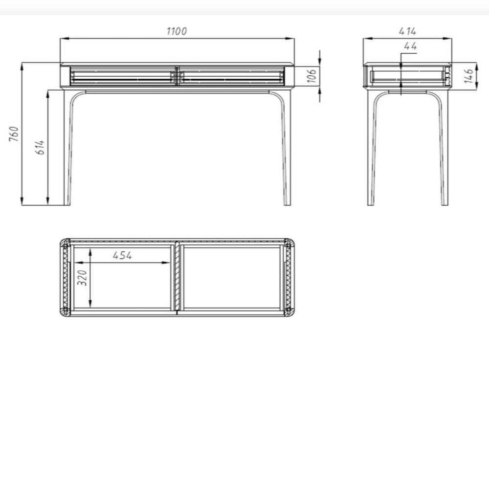 Dressing table in solid oak Oxford 110x41.4x76 cm.