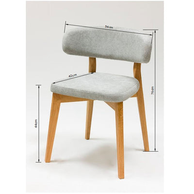Pack of 2 or 4 Claus Solid Oak Dining Chairs, Gray or Brown upholstery | VESKOR