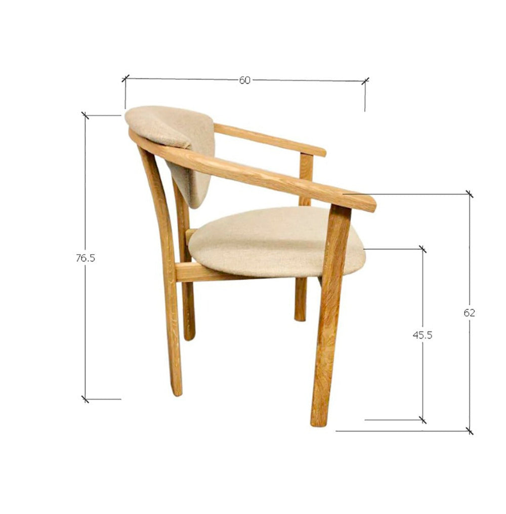 Pack of 2 or 4 Alexis Dining Chairs, Solid Oak Frame, Beige Upholstery | NordicStory