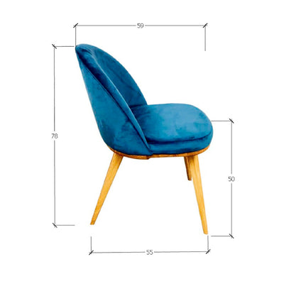 Pack of 2 or 4 Clara Dining Chairs, Solid Oak Wood Frame, Upholstered in Monako Blue | NordicStory