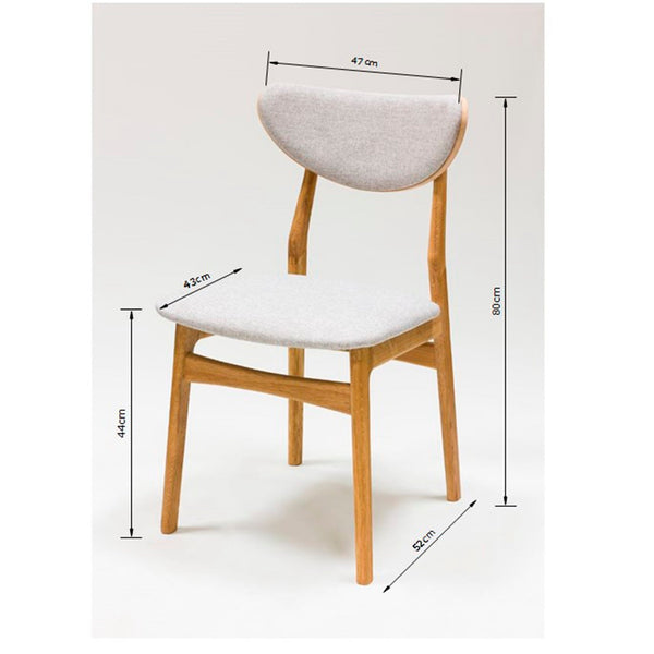 Pack of 2 or 4 Maxwell Solid Oak Dining Chairs, upholstered in Grey | VESKOR