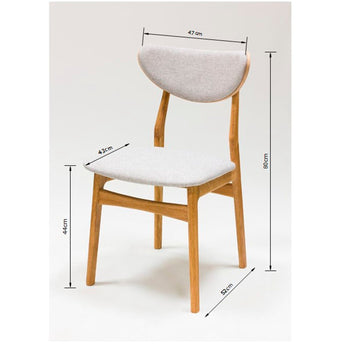 Pack of 2 or 4 Maxwell Solid Oak Dining Chairs, upholstered in Grey | VESKOR