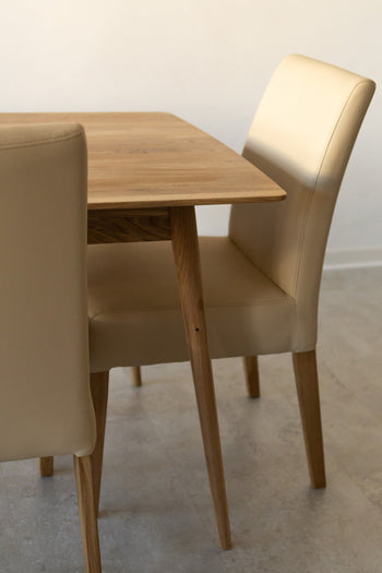 Pack of 2 or 4 Malaga Dining Chairs, Solid Oak Wood Frame, Beige Upholstery | NordicStory