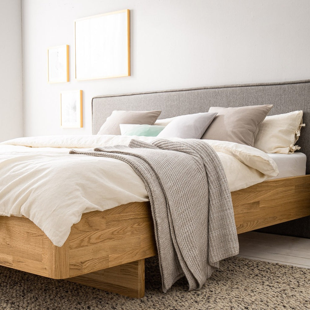 Oak solid wood double bed Pola