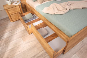 Solvig solid oak bed with storage | NordicStory