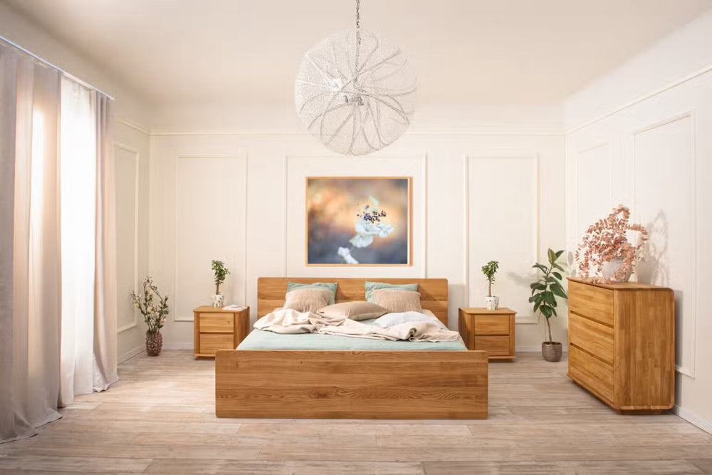 Solvig solid oak bed with storage | NordicStory