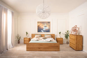 Solvig solid oak bed with storage | NordicStory